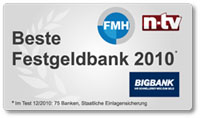 BIGBANK als Beste Festgeldbank 2010 von FMH ausgezeichnet