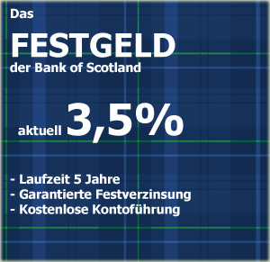 Bank of Scotland erhöht die Festgeldzinsen in allen Anlagezeiträumen