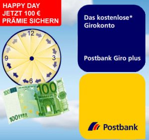 HAPPY DAYS bei der Postbank: Samstag-Sonntag 100€ Startgeld kassieren!
