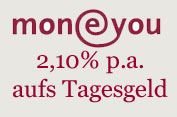 MoneYou Tagesgeldkonto mit 2,10% Zinsen jährlich