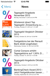 Tagesgeld-News App - Übersicht News