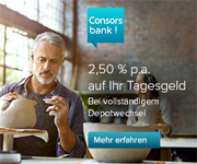 Consorsbank Depotwechsel mit 2,50% aufs Tagesgeld